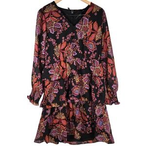 Vero Moda‎ VMKara Long Sleeve V-Neck Short Dress WVN Pops L NWT